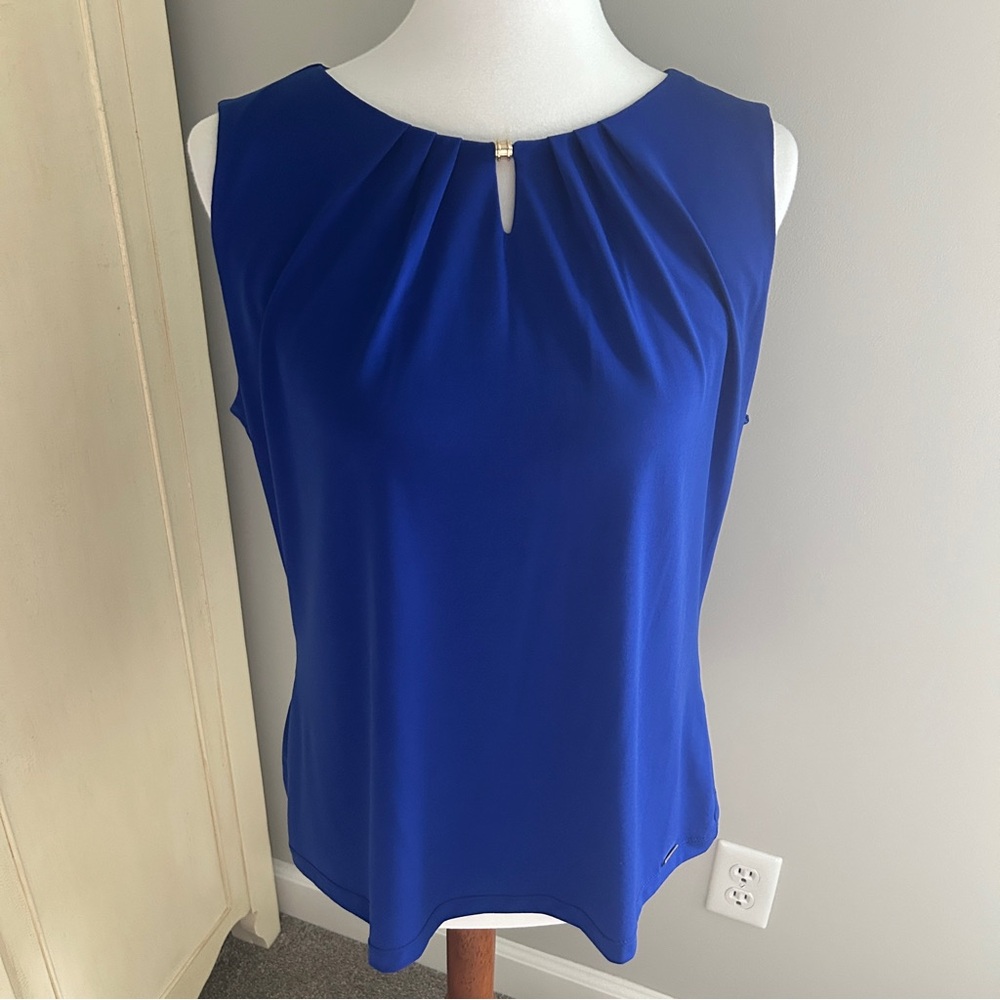 Ivanka Trump Sleeveless Keyhole Tank - Royal Blue